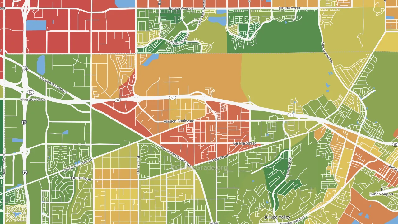 Glen Avon, CA Map of Burglary Rates