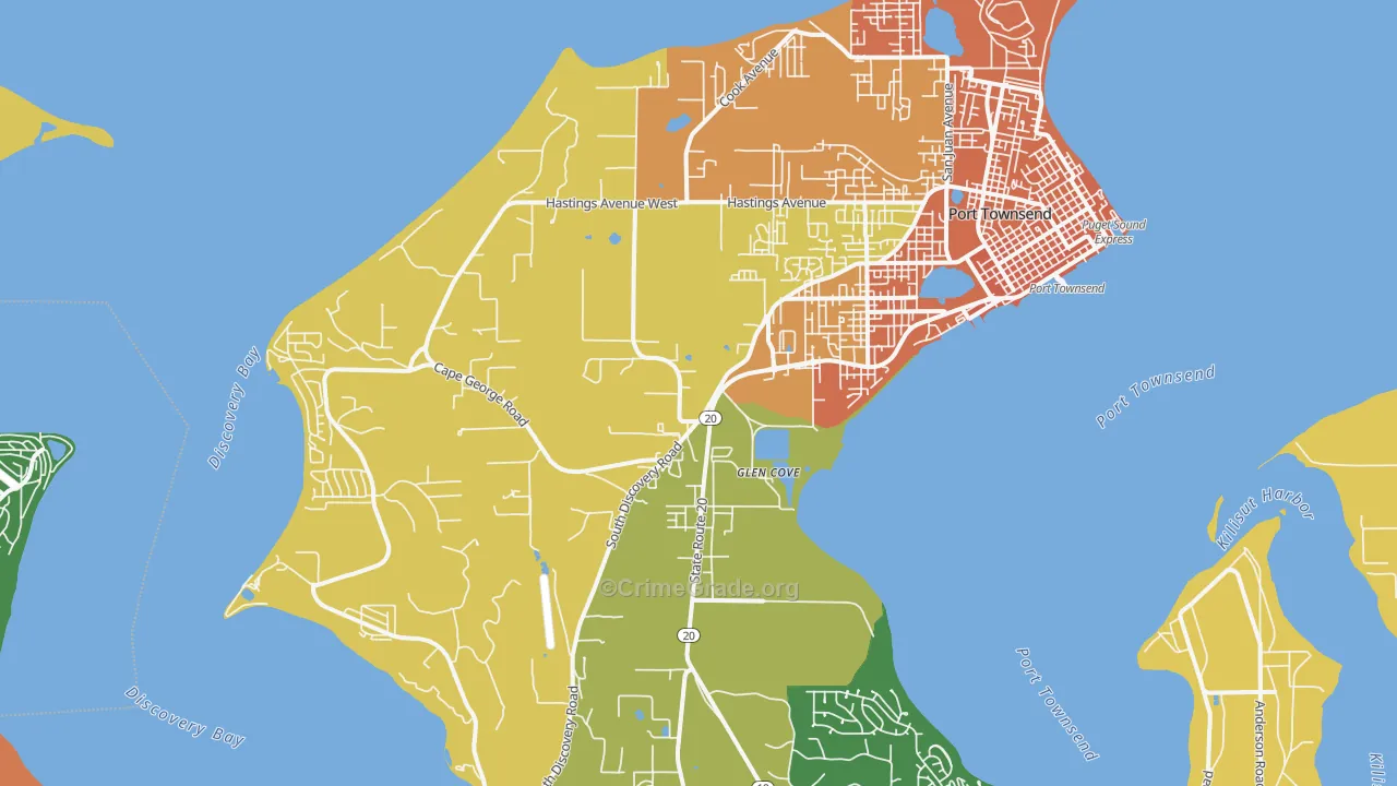 Glen Cove, WA Map of Burglary Rates