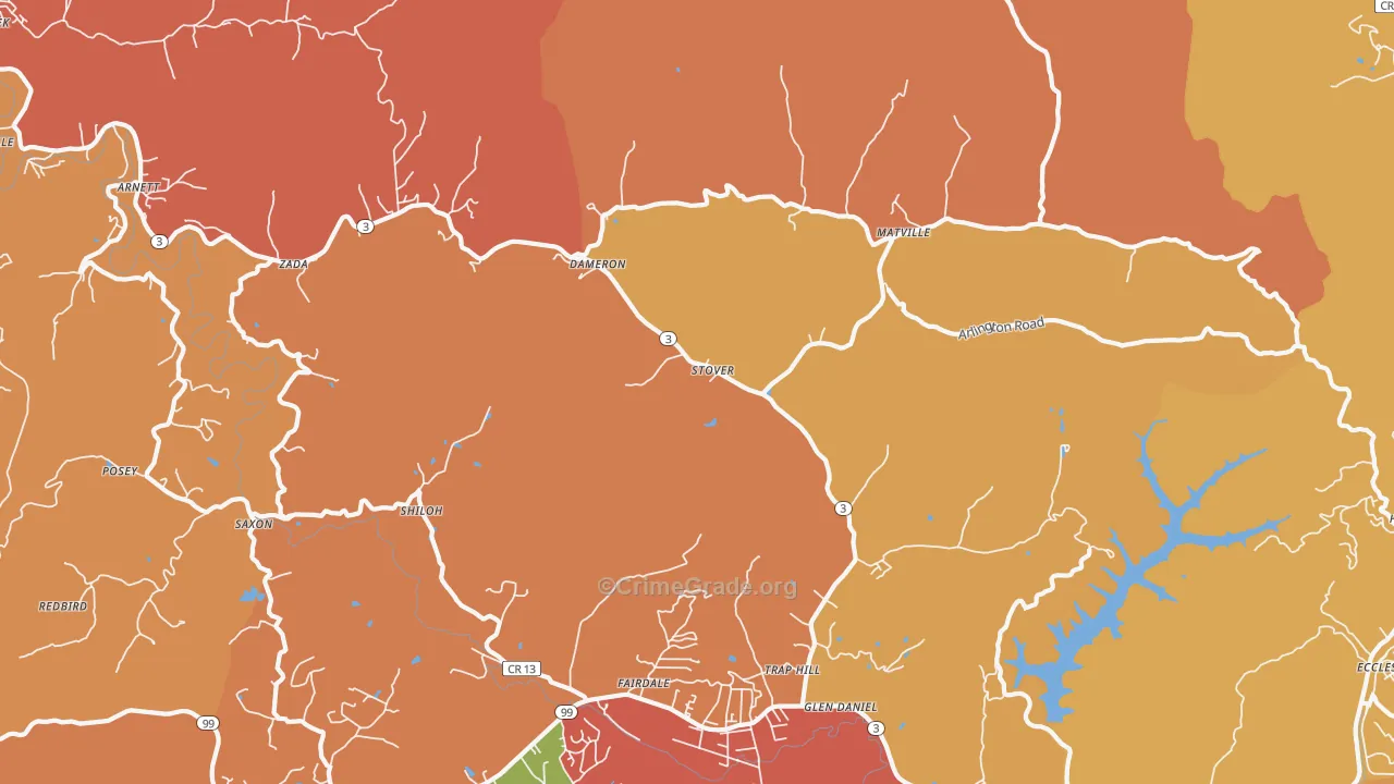 Glen Daniel, WV Map of Burglary Rates