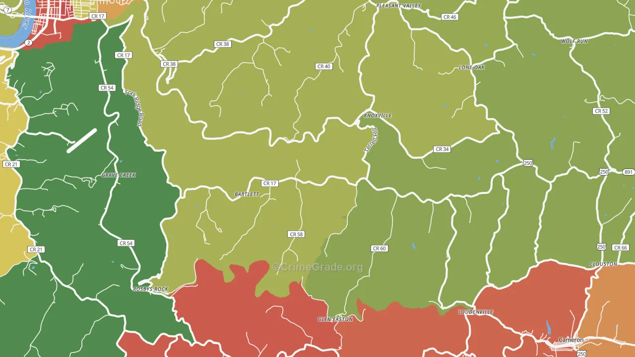 Glen Easton, WV Map of Burglary Rates