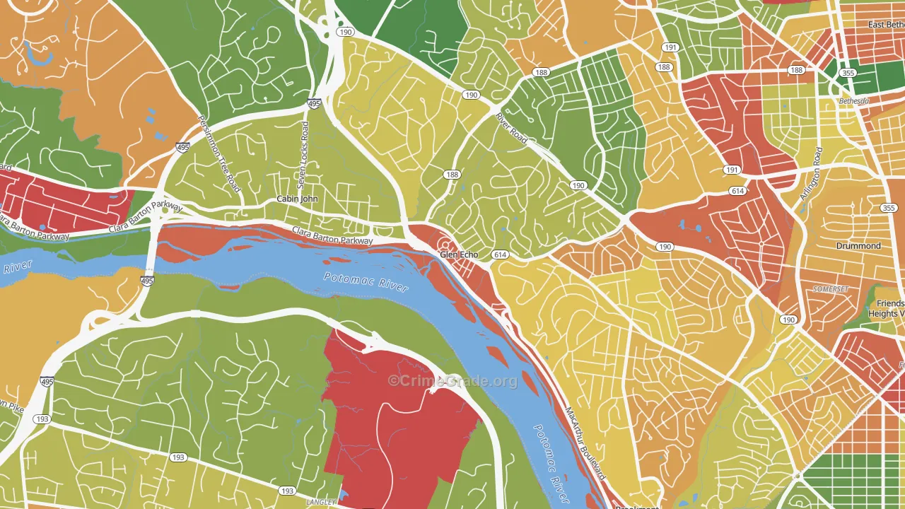 Glen Echo, MD Map of Burglary Rates