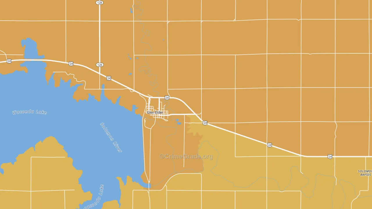 Glen Elder, KS Map of Burglary Rates
