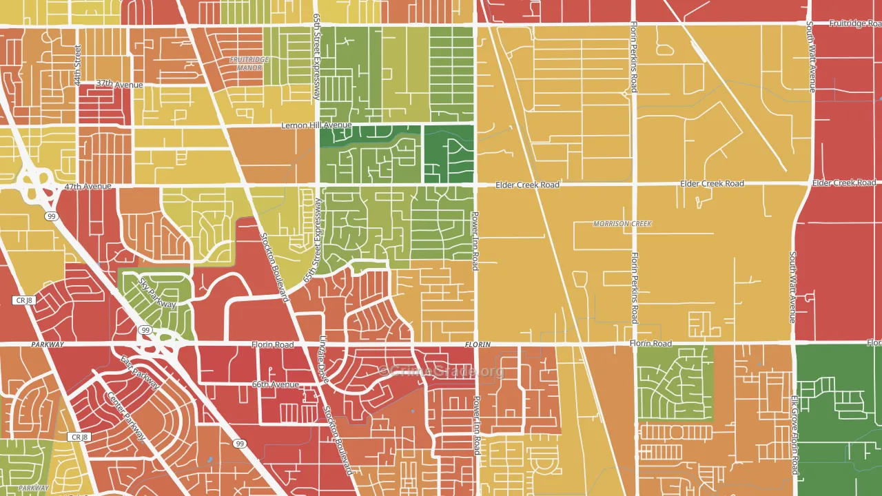 Glen Elder, Sacramento, CA Map of Burglary Rates