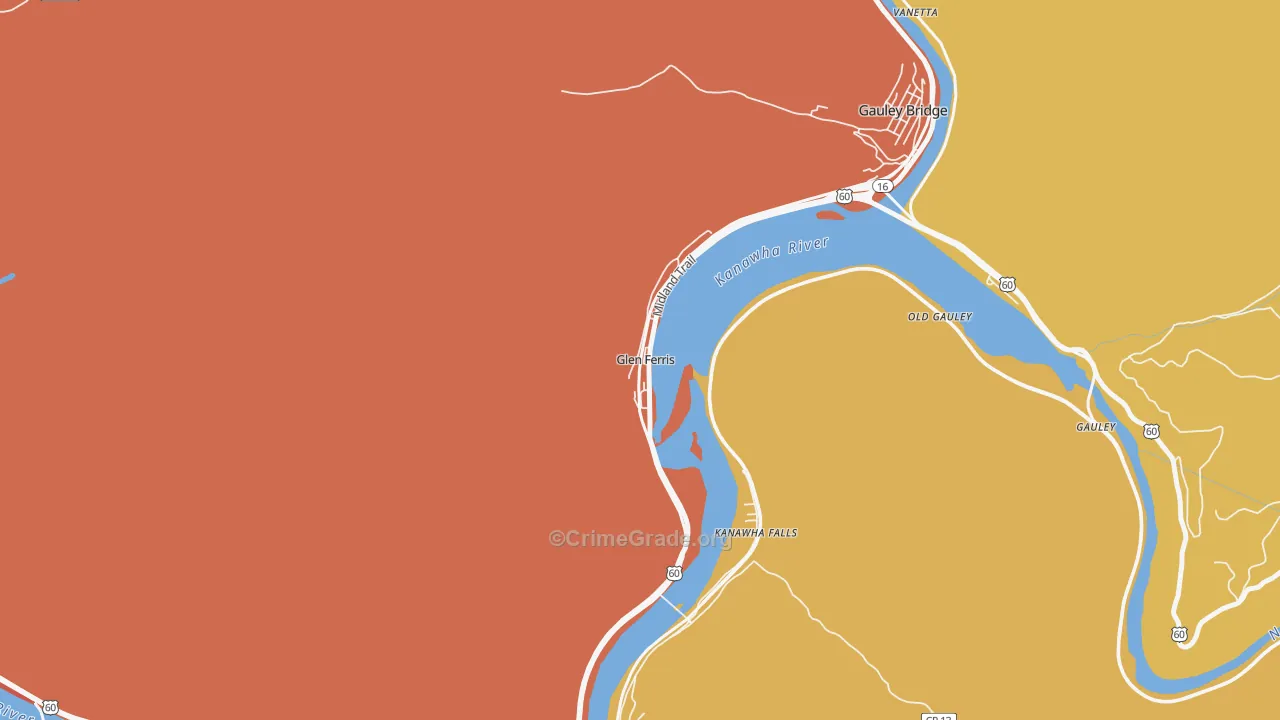 Glen Ferris, WV Map of Burglary Rates