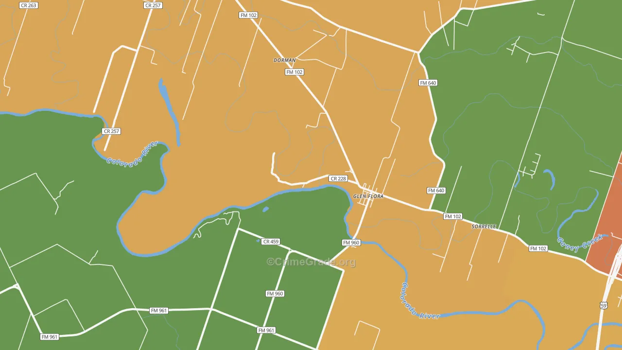 Glen Flora, TX Map of Burglary Rates