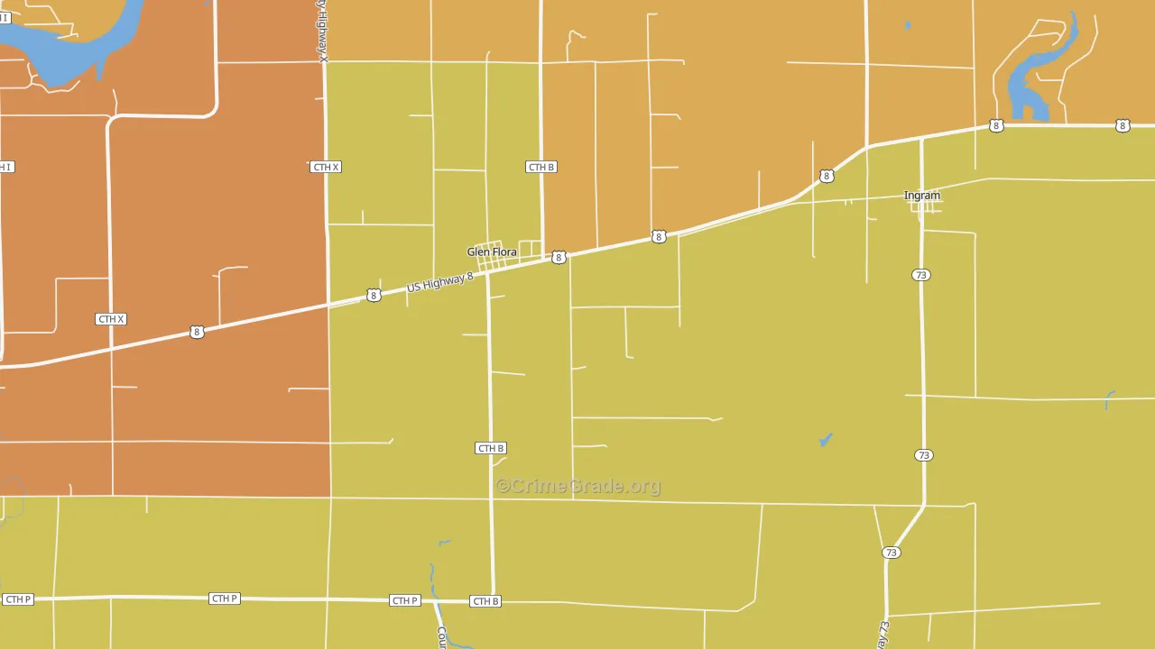 Glen Flora, WI Map of Burglary Rates