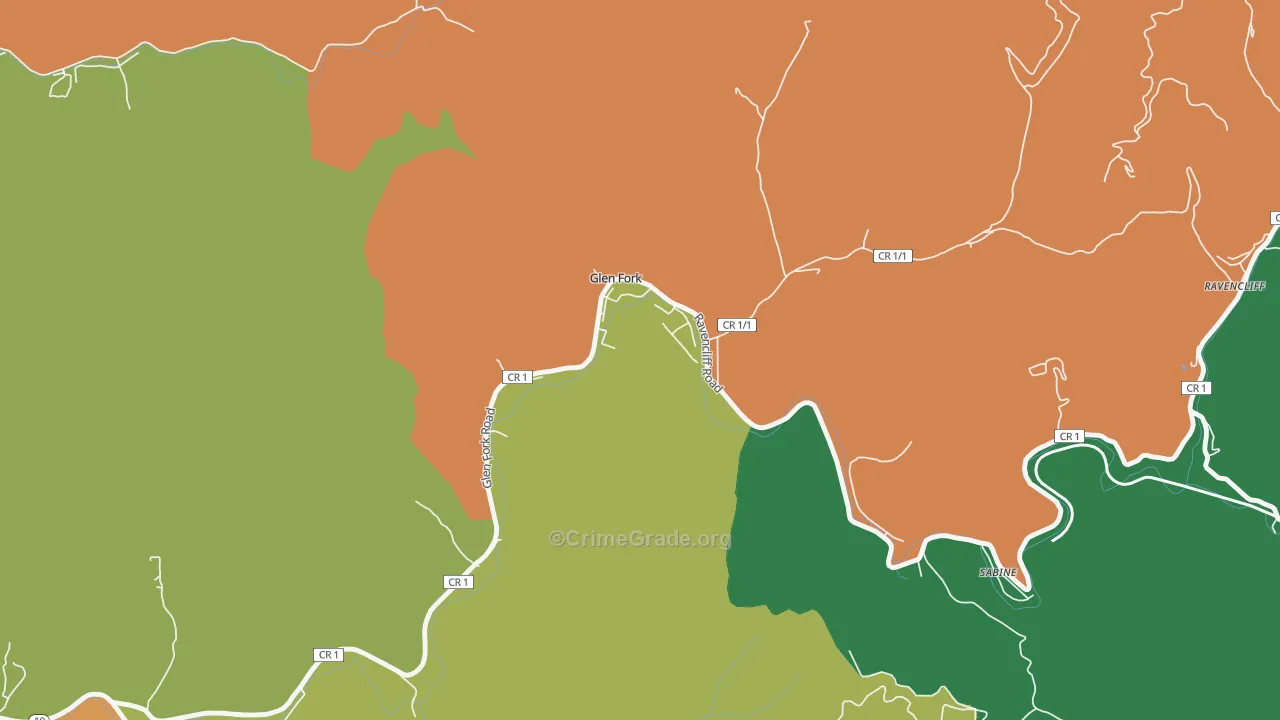 Glen Fork, WV Map of Burglary Rates