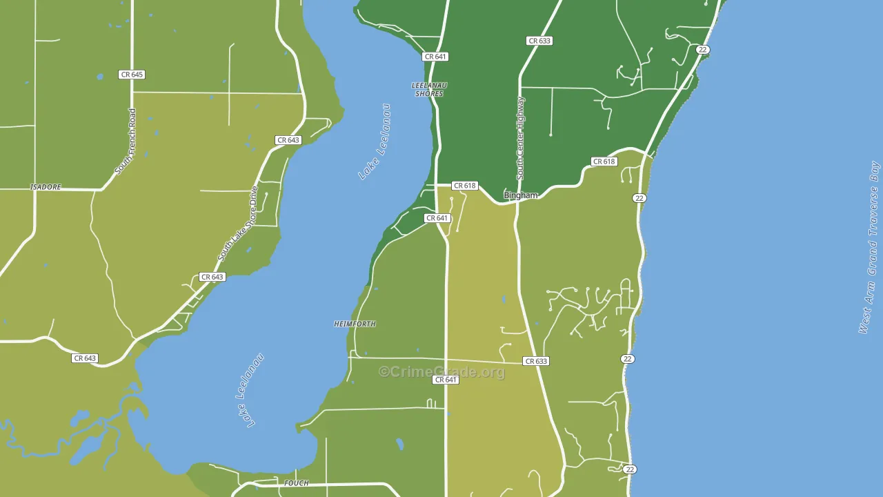 Glen Haven, MI Map of Burglary Rates