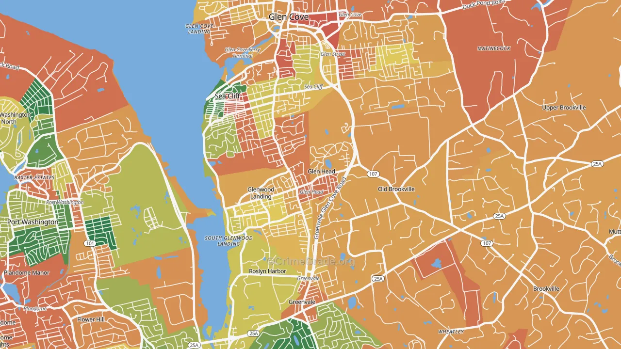 Glen Head, NY Map of Burglary Rates
