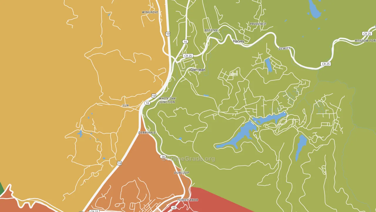 Glen Jean, WV Map of Burglary Rates