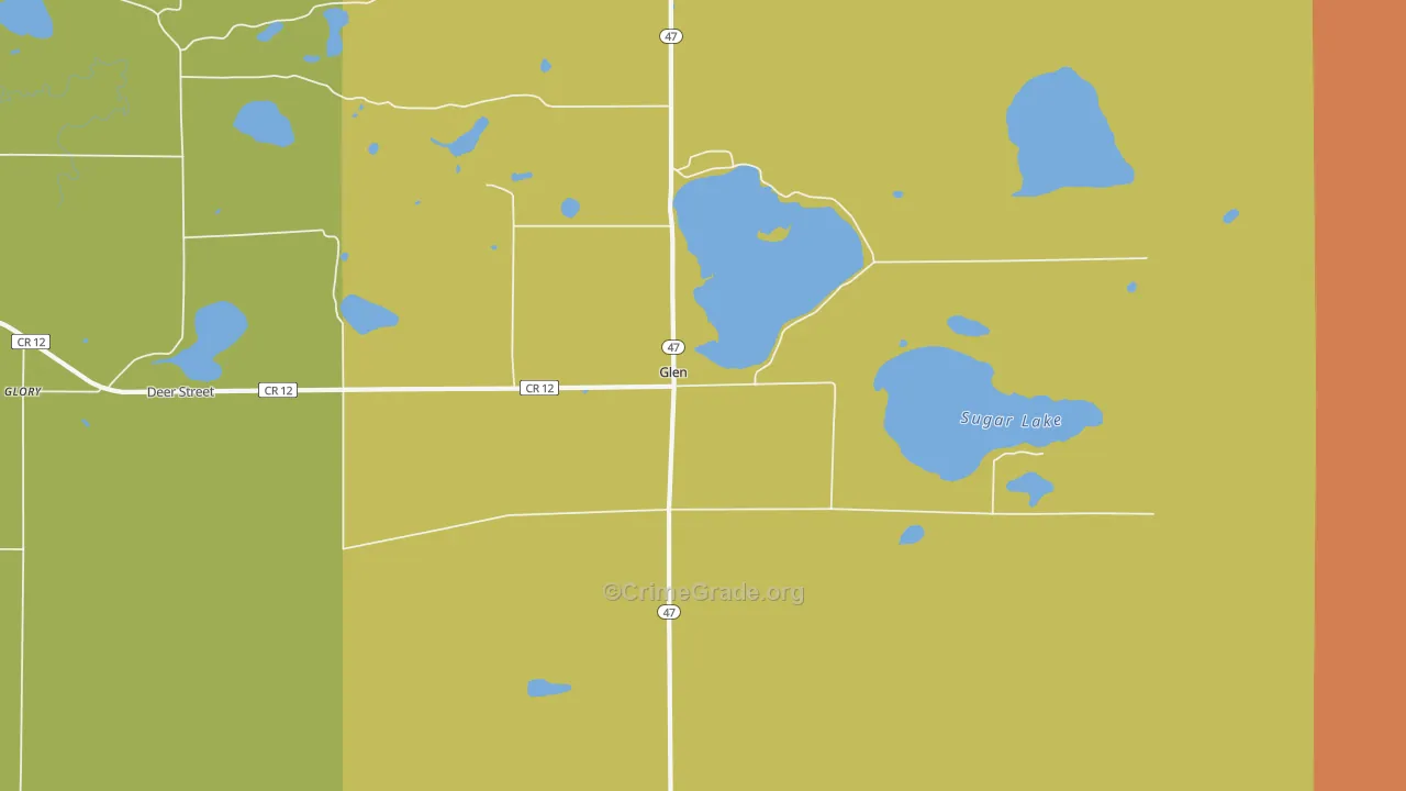 Glen, MN Map of Burglary Rates