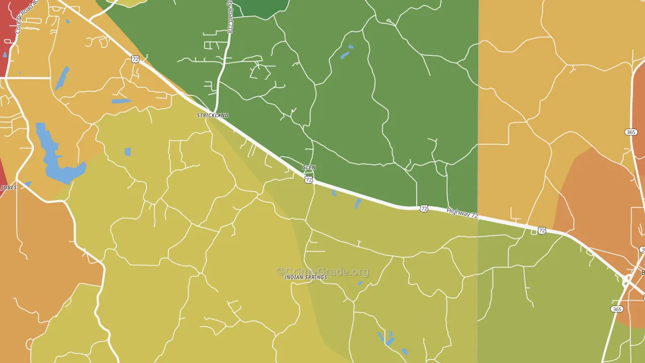 Glen, MS Map of Burglary Rates