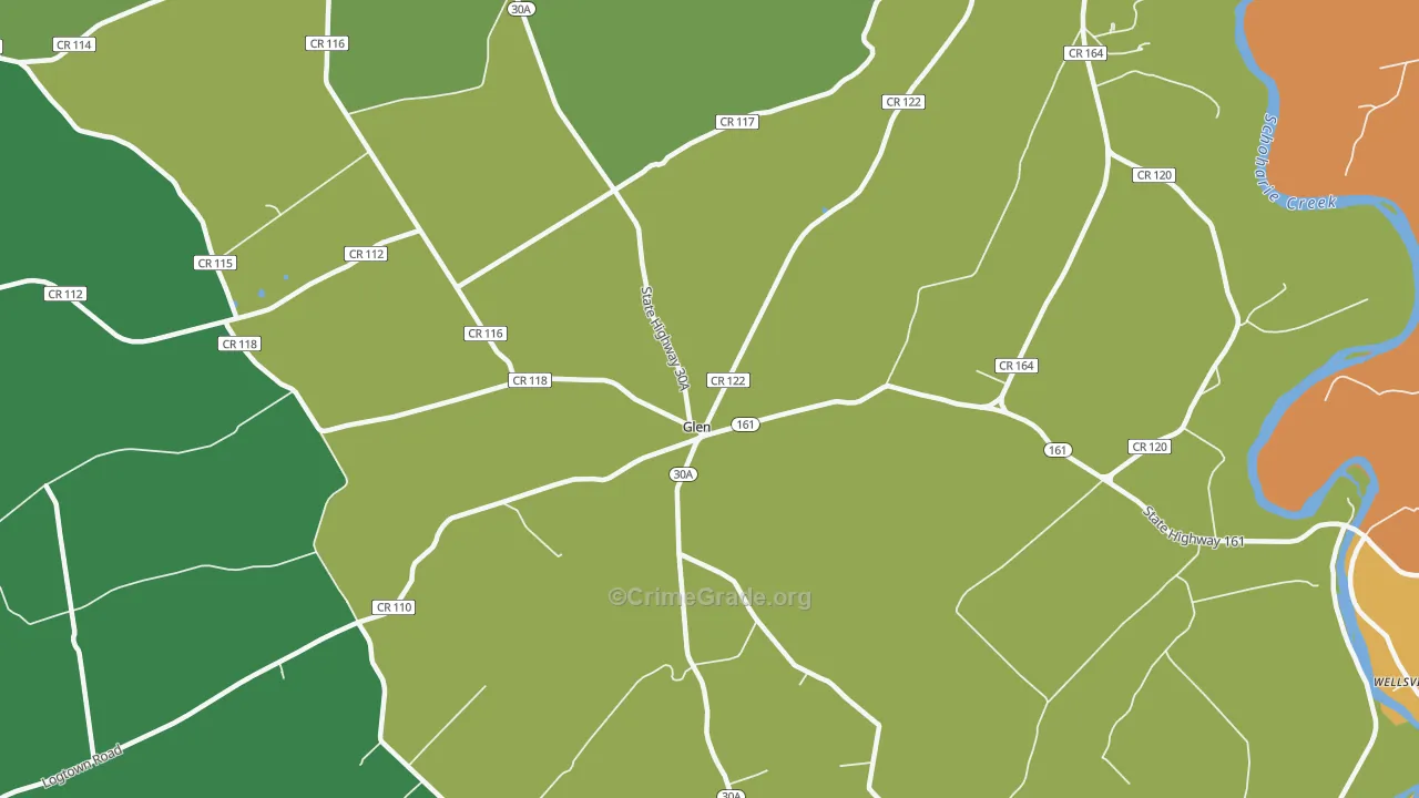 Glen, NY Map of Burglary Rates