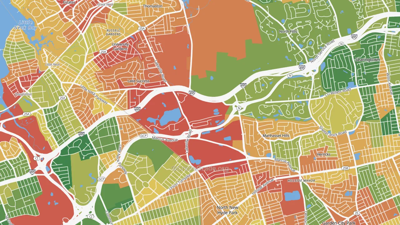 Glen Oaks, NY Map of Burglary Rates