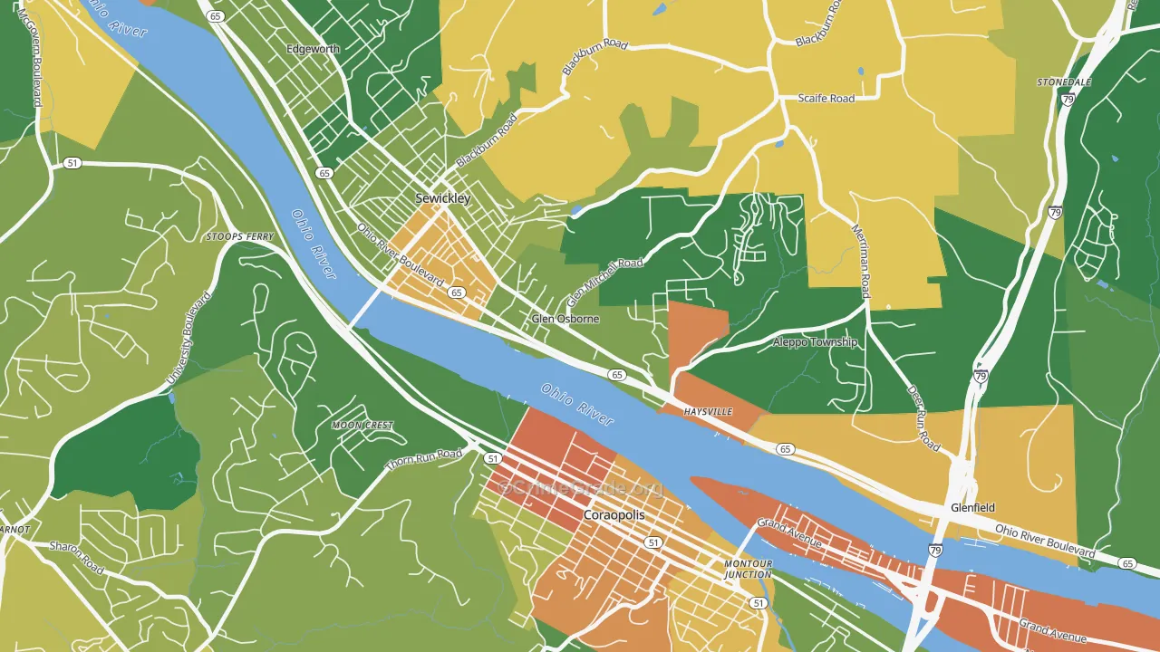 Glen Osborne, PA Map of Burglary Rates