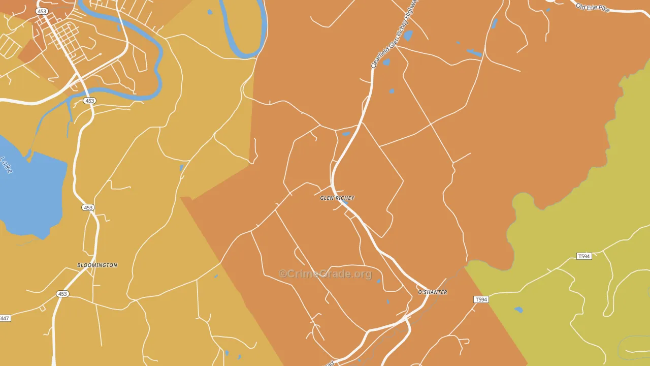 Glen Richey, PA Map of Burglary Rates