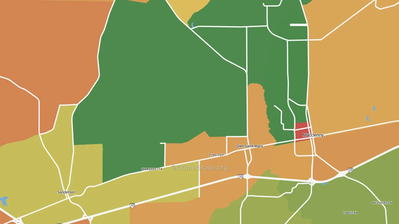 Glen St. Mary, FL Map of Burglary Rates