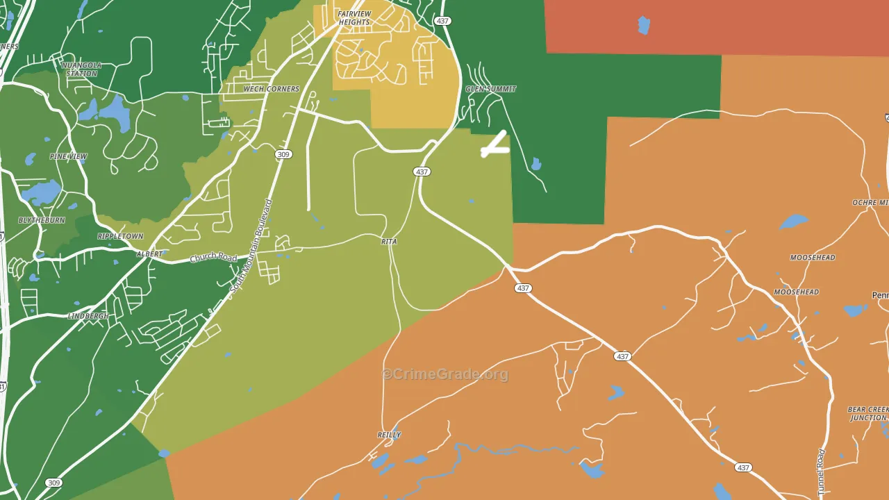 Glen Summit, PA Map of Burglary Rates