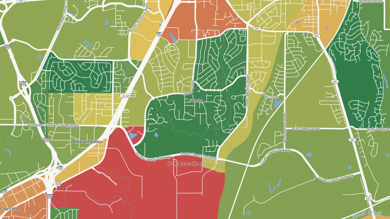 Glenaire, MO Map of Burglary Rates