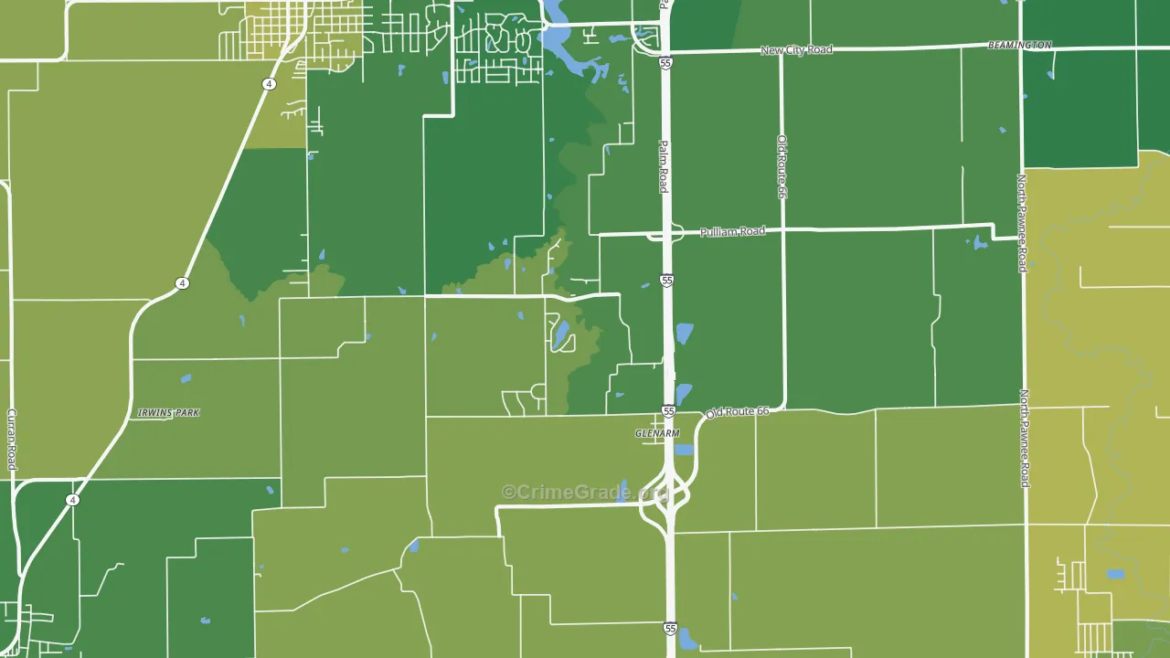 Glenarm, IL Map of Burglary Rates
