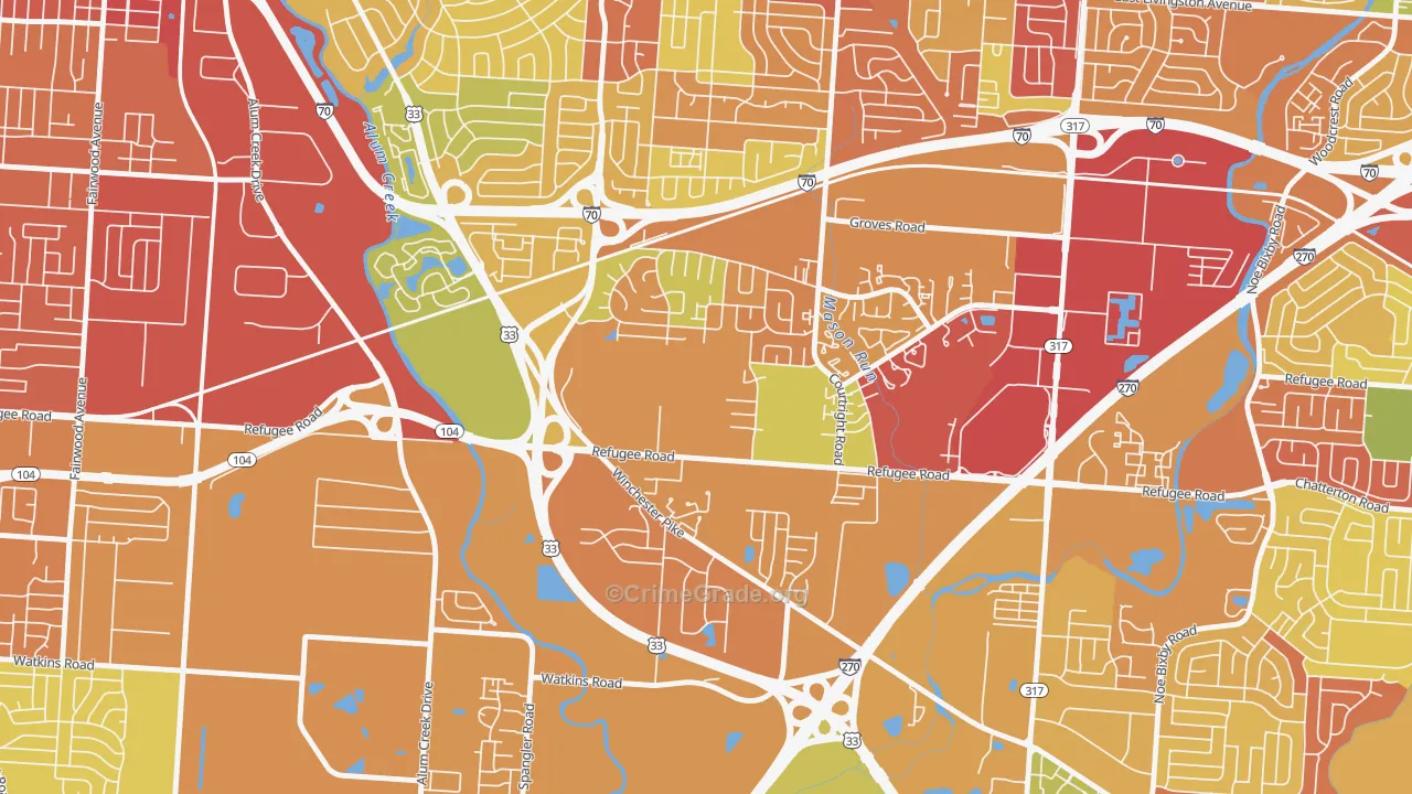 Glenbrook, Columbus, OH Map of Burglary Rates