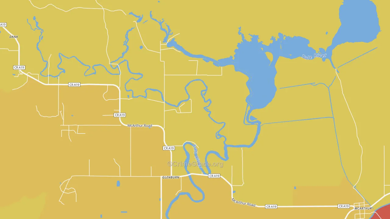 Glenburn, CA Map of Burglary Rates