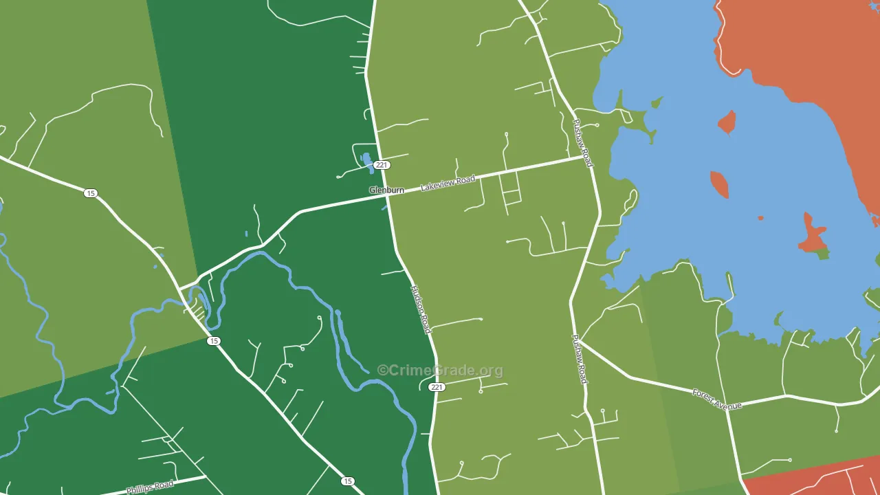 Glenburn Center, ME Map of Burglary Rates
