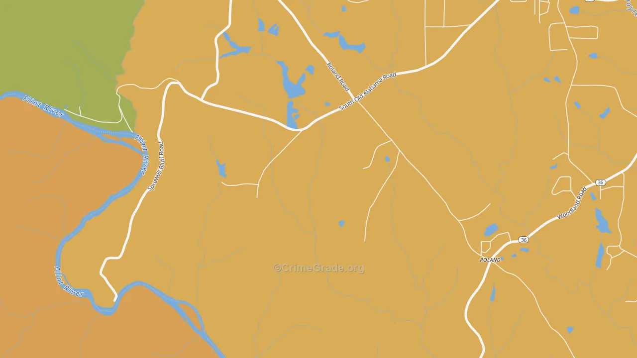 Glencliff, GA Map of Burglary Rates
