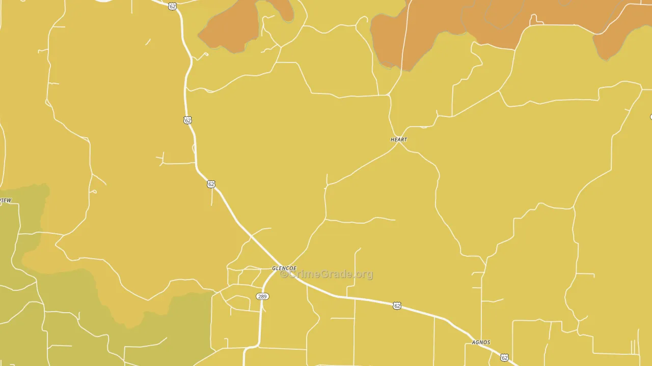 Glencoe, AR Map of Burglary Rates