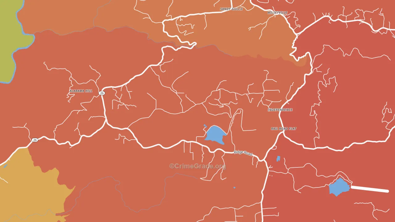 Glencoe, CA Map of Burglary Rates