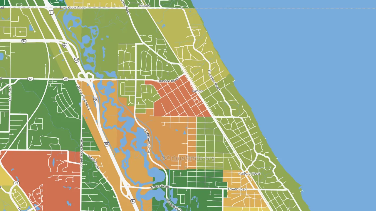 Glencoe, IL Map of Burglary Rates