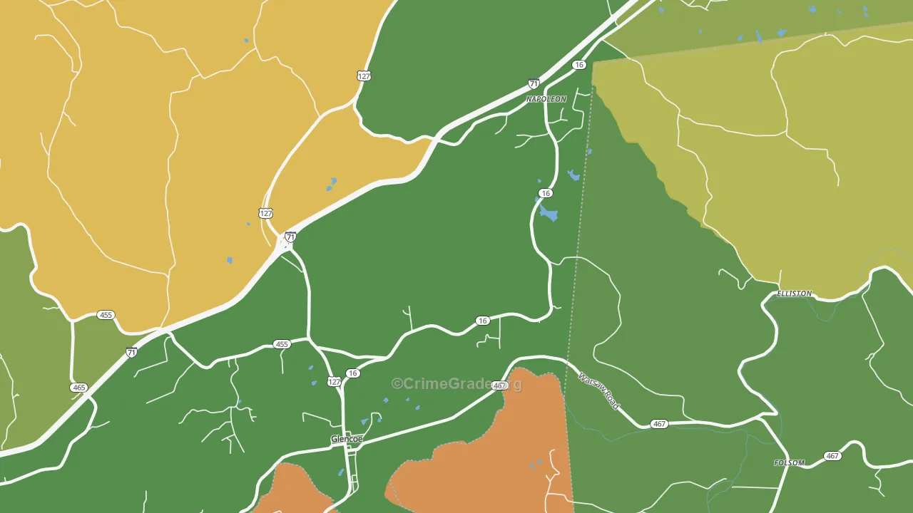 Glencoe, KY Map of Burglary Rates