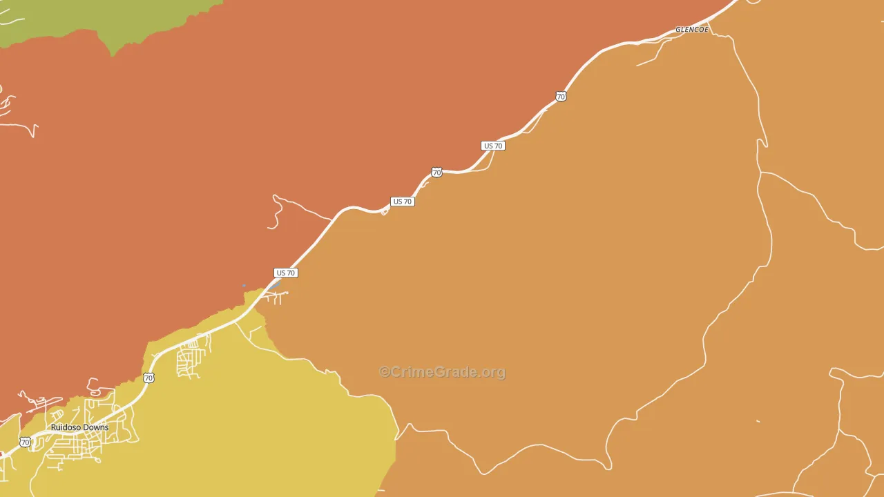 Glencoe, NM Map of Burglary Rates