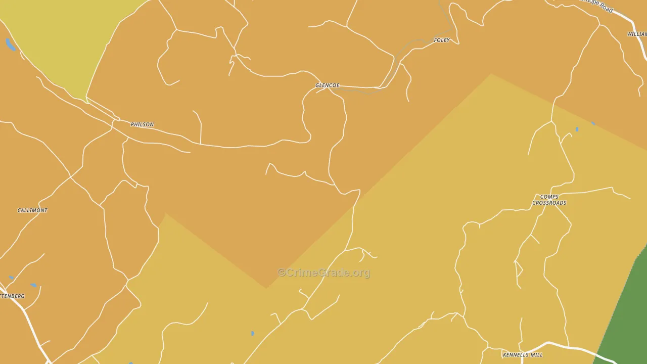 Glencoe, PA Map of Burglary Rates