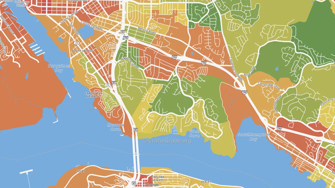 Glencove, Vallejo, CA Map of Burglary Rates