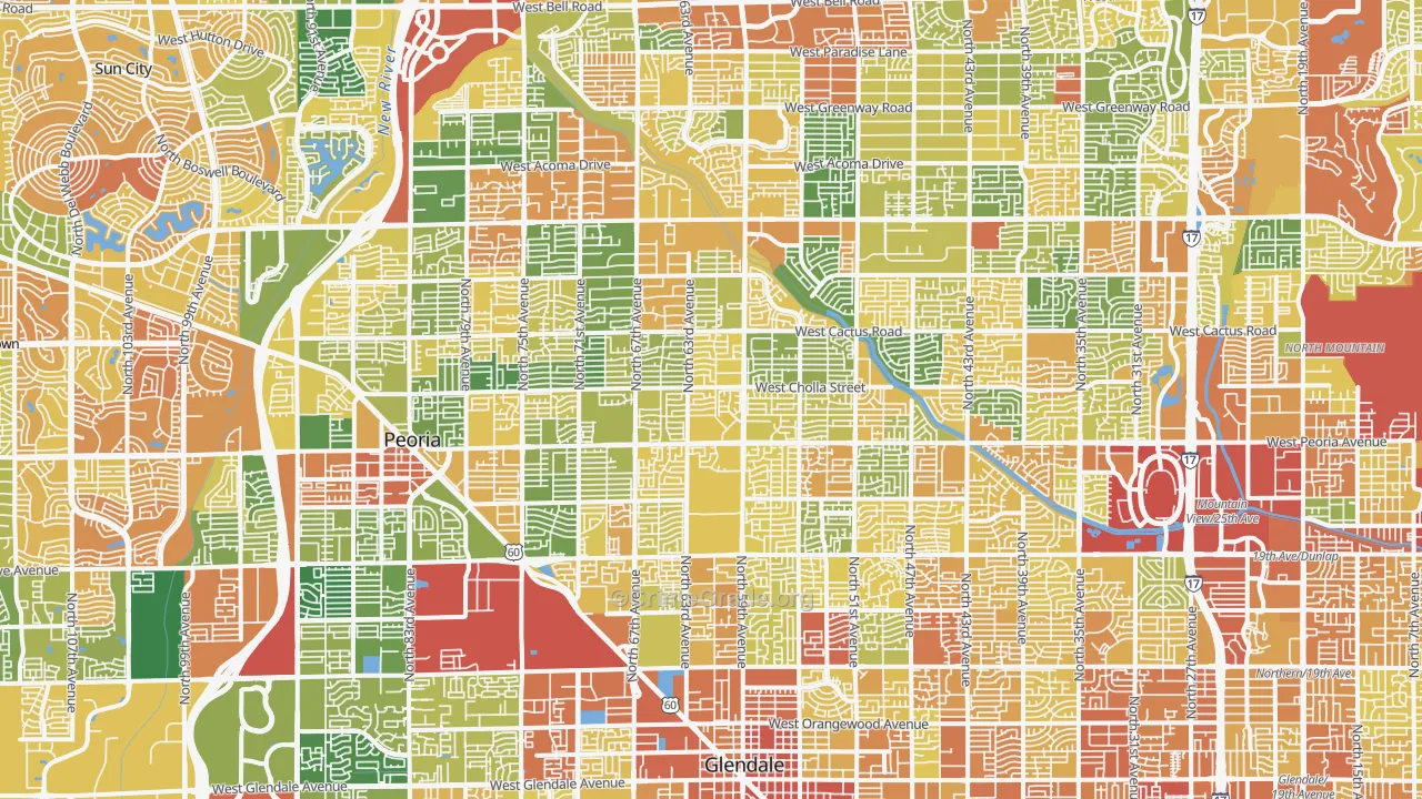 Glendale, AZ Map of Burglary Rates