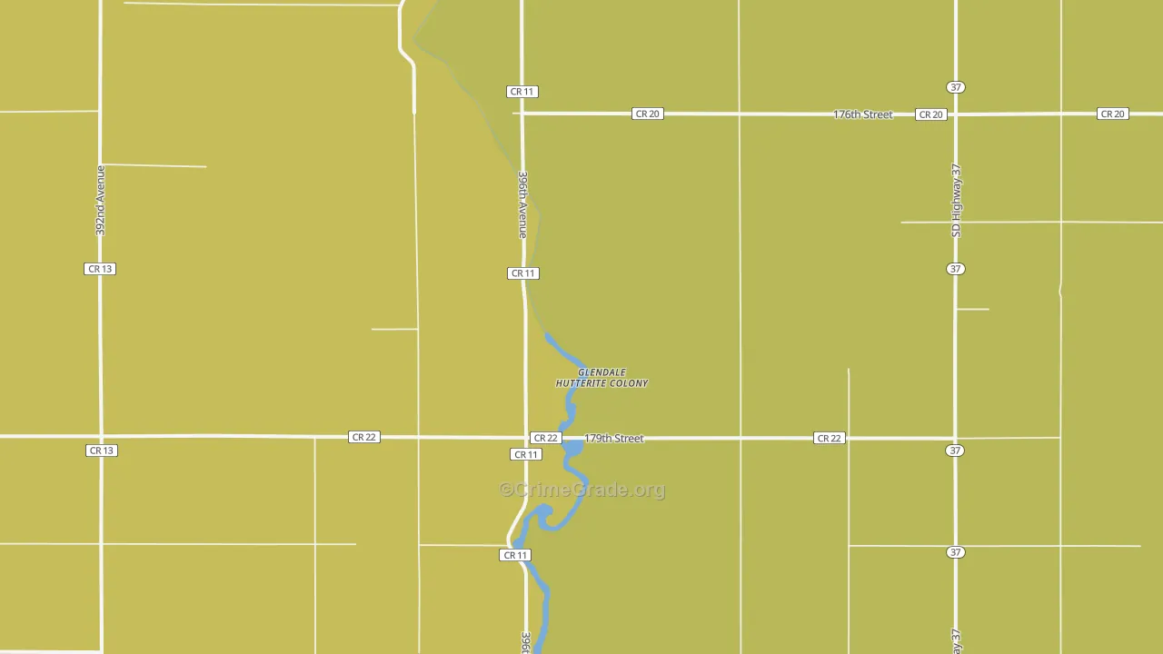 Glendale Colony, SD Map of Burglary Rates
