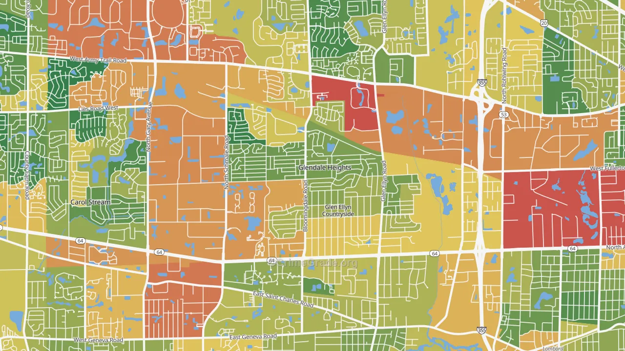 Glendale Heights, IL Map of Burglary Rates