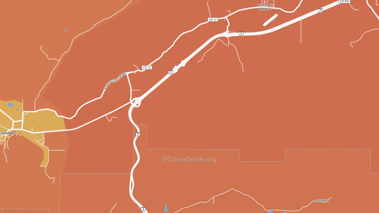 Glendale Junction, OR Map of Burglary Rates