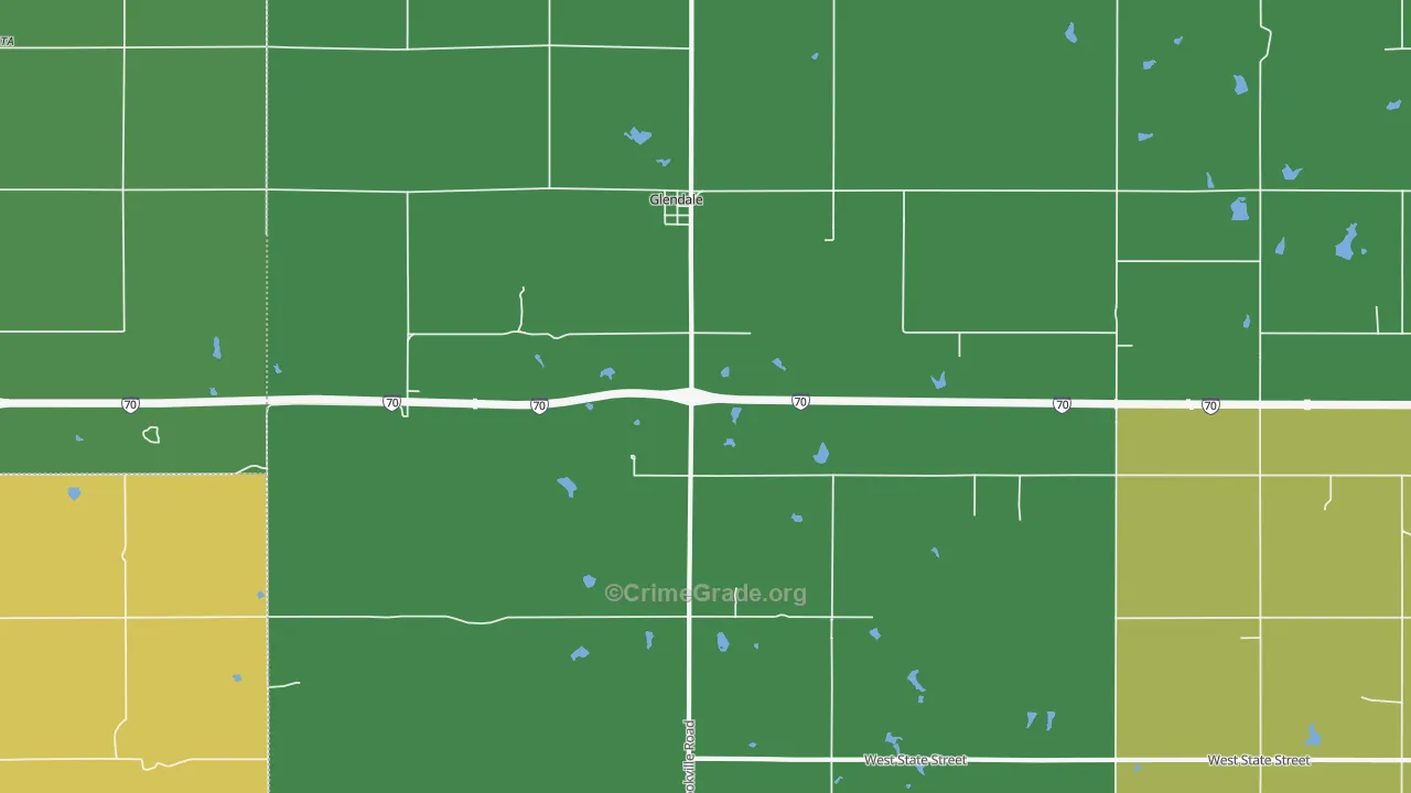 Glendale, KS Map of Burglary Rates