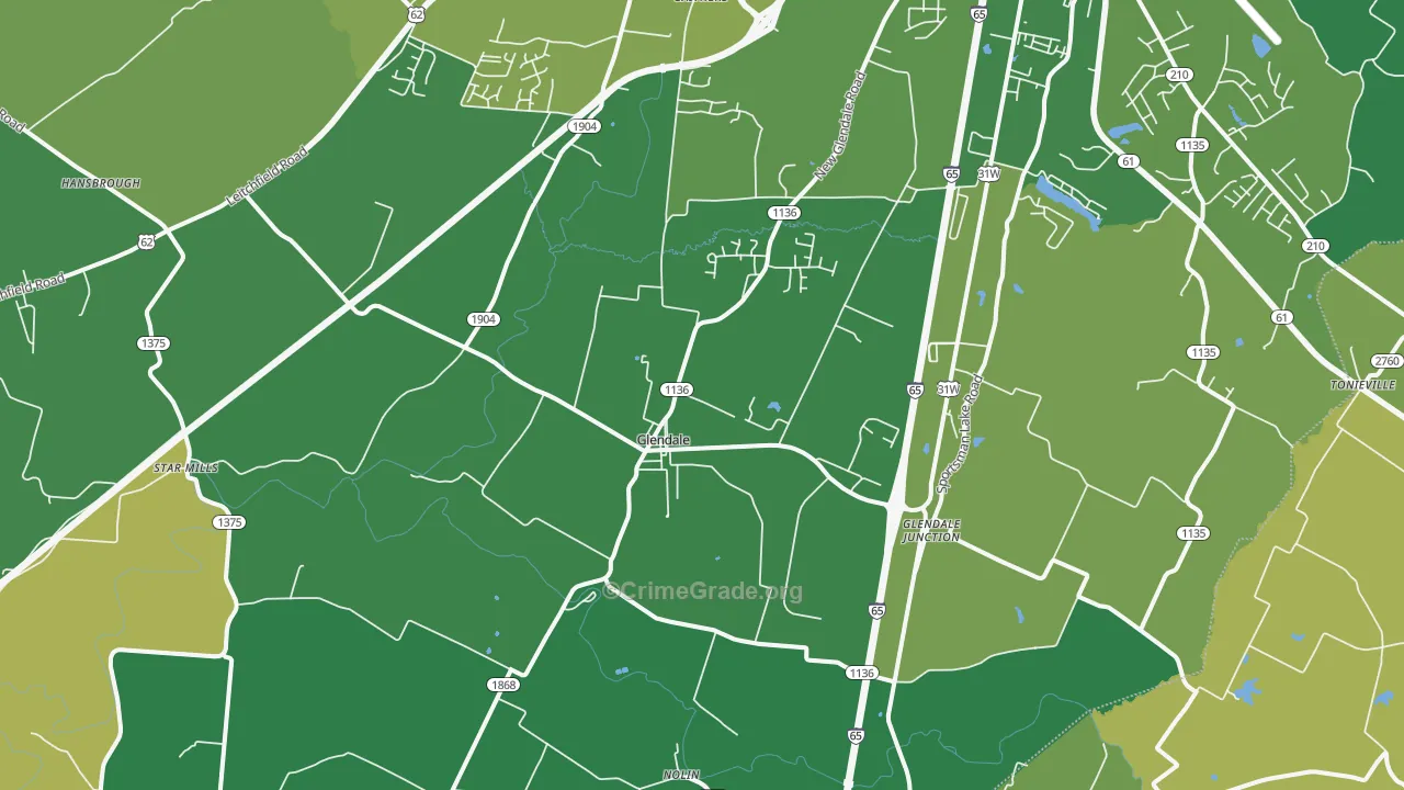 Glendale, KY Map of Burglary Rates