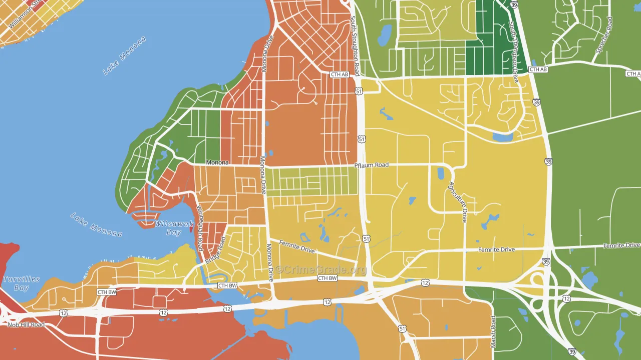 Glendale, Madison, WI Map of Burglary Rates