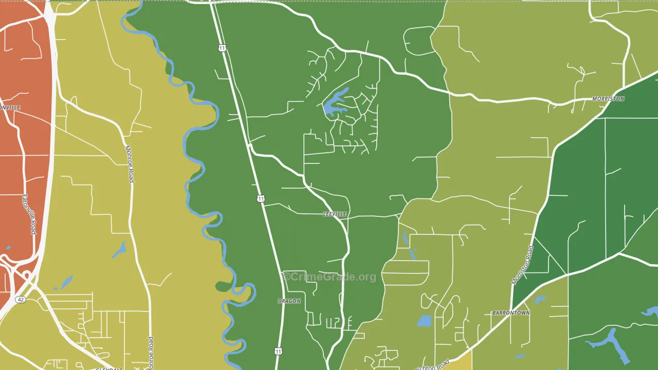 Glendale, MS Map of Burglary Rates