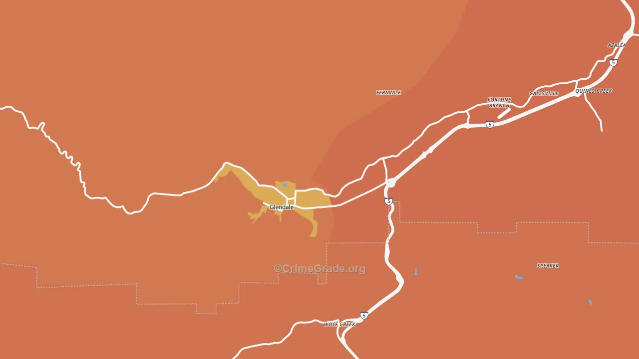 Glendale, OR Map of Burglary Rates