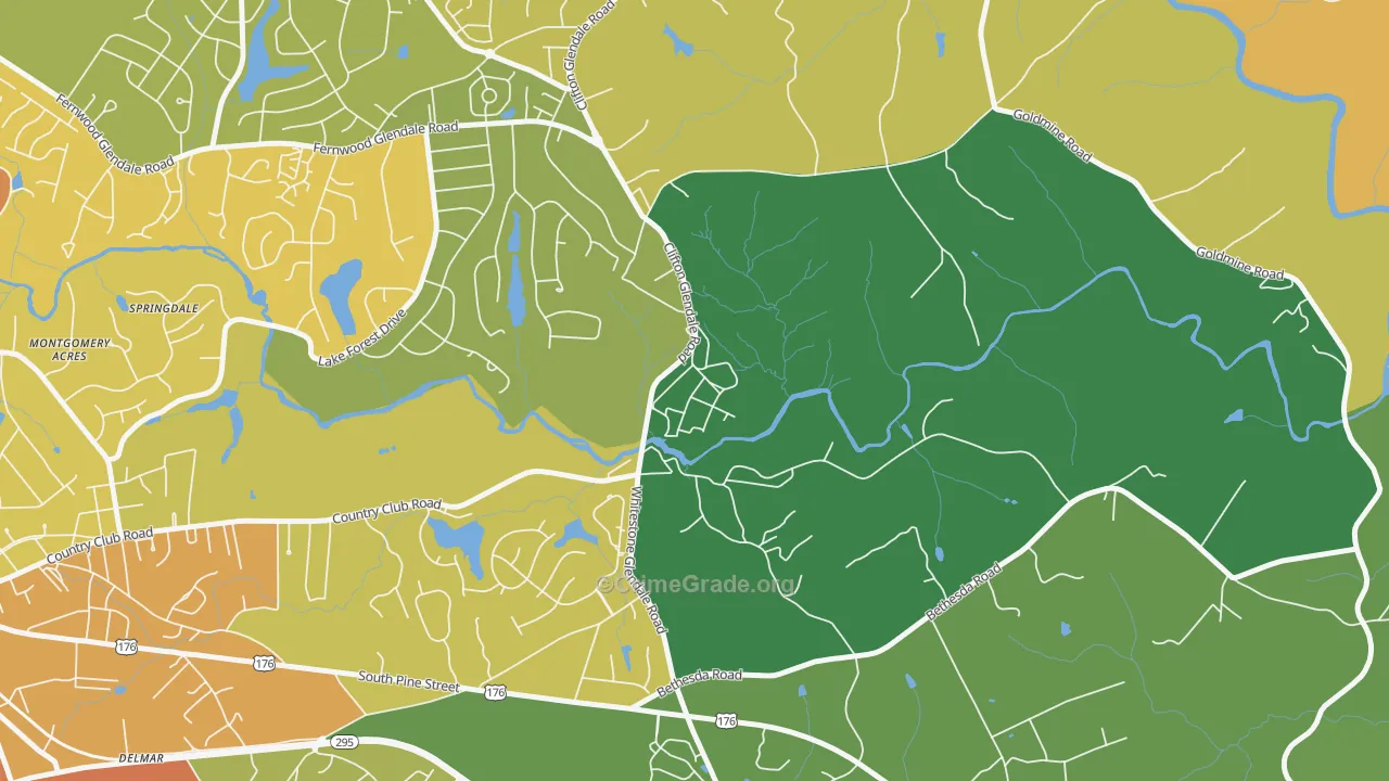 Glendale, SC Map of Burglary Rates