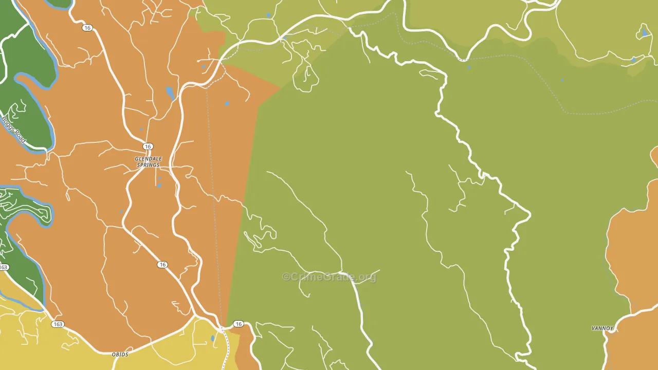 Glendale Springs, NC Map of Burglary Rates