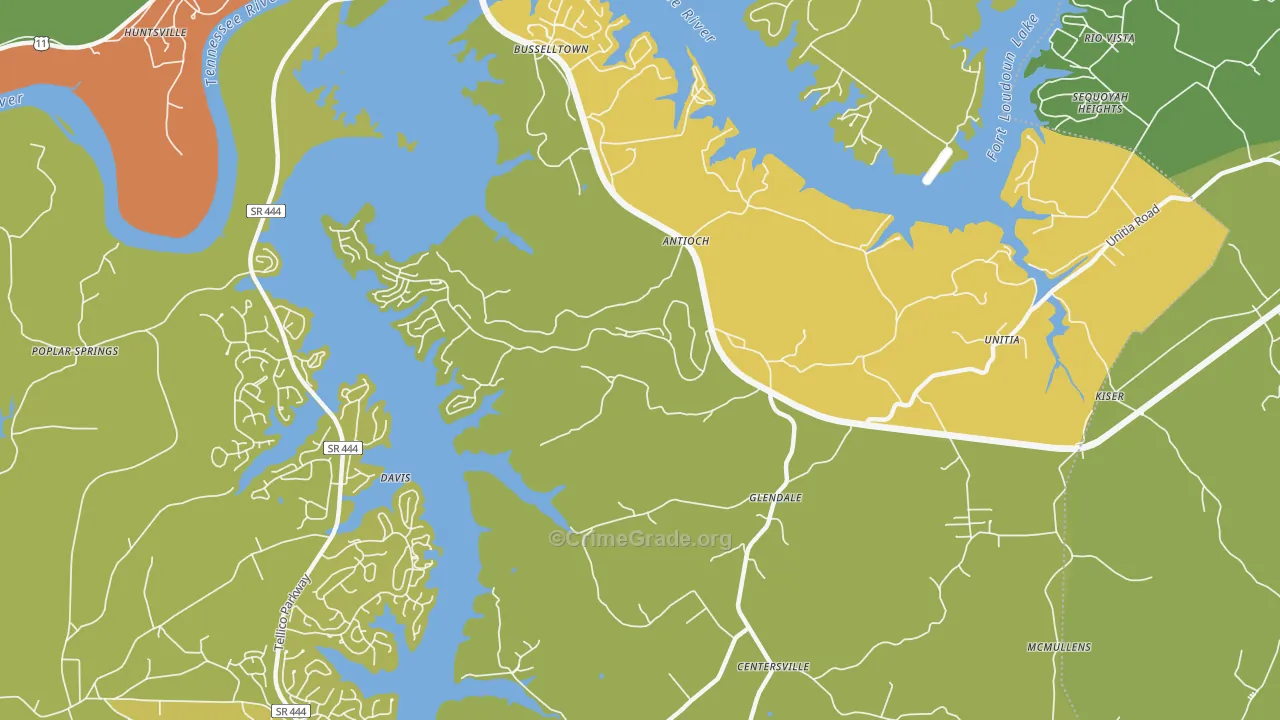 Glendale, TN Map of Burglary Rates