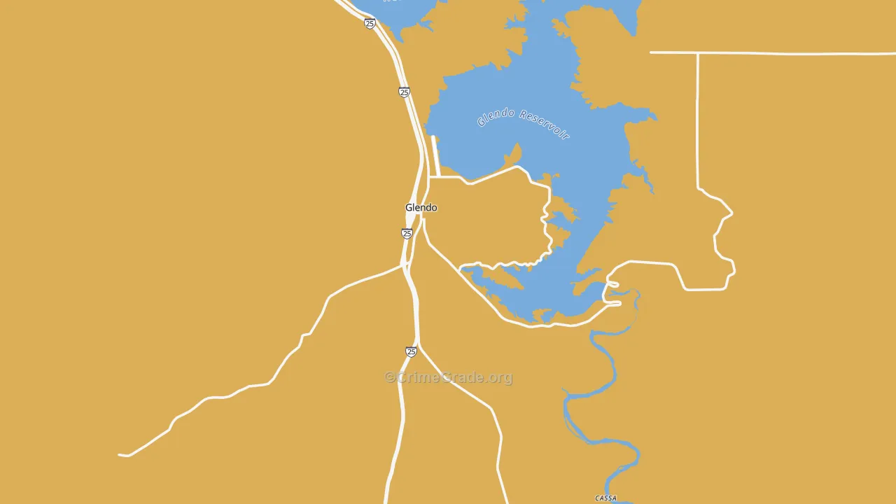 Glendo, WY Map of Burglary Rates