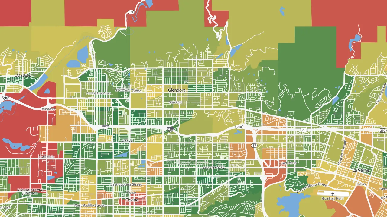 Glendora, CA Map of Burglary Rates