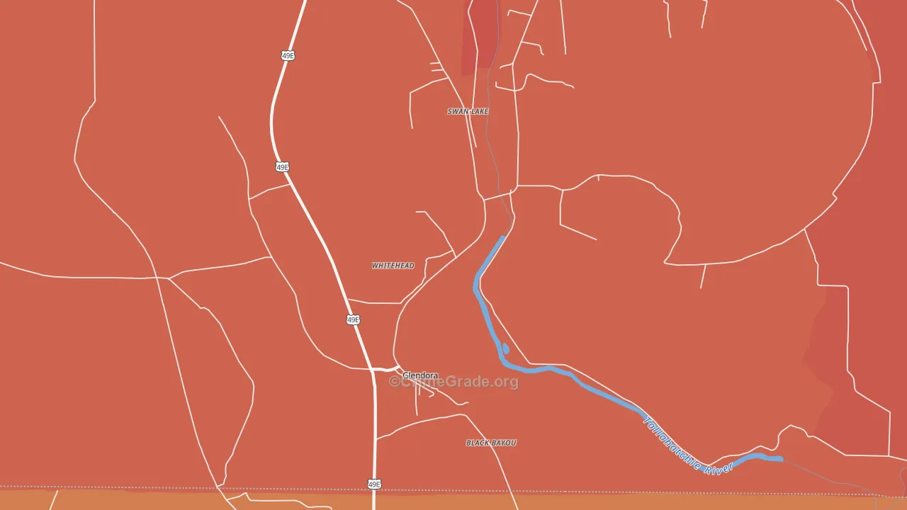 Glendora, MS Map of Burglary Rates
